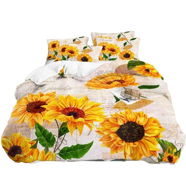 Sunflower Duvet Quilt Doona Cover Set Single Double Queen King Size Bedding Set Double