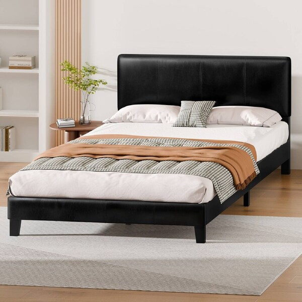 ALFORDSON Bed Frame Double Size Leather Black