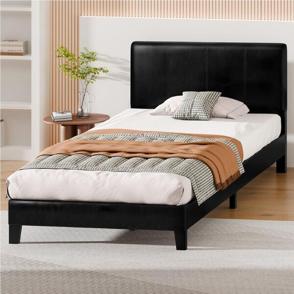 ALFORDSON Bed Frame Single Size Leather Black