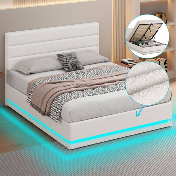 ALFORDSON Bed Frame Queen RGB LED Gas Lift