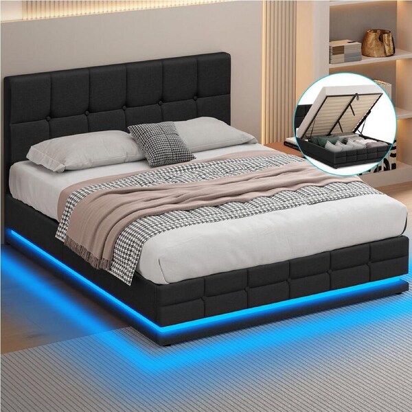ALFORDSON Bed Frame Gas Lift Storage RGB LED Queen