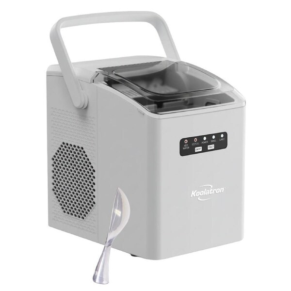 Koolatron Countertop Ice Machine - Portable Ice Maker - 11.7 kg of ice each day - 9 Ice Cubes Ready in 6 Mins - 2 Sizes Of Ice Pellets - Ice Scoop & Basket Included - Self-Cleaning - White