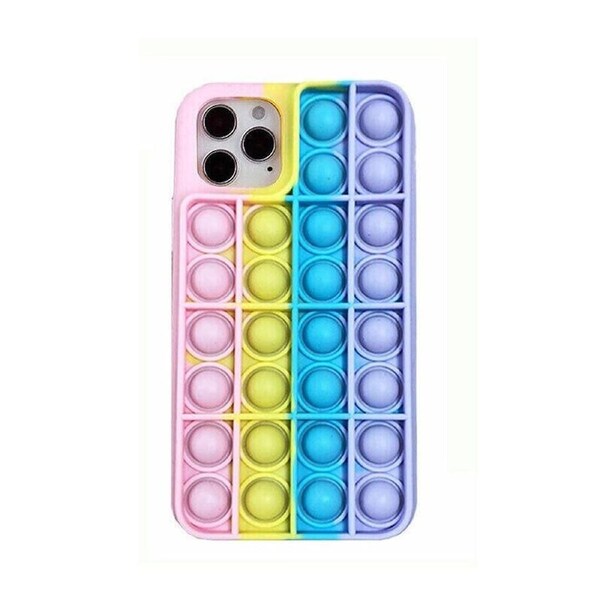 Pop Fidget Toys Push It Bubble Phone Case For iPhone 7 8 Plus X XR 11 12 Pro Max - Rainbow iPhone 11 Pro MAX