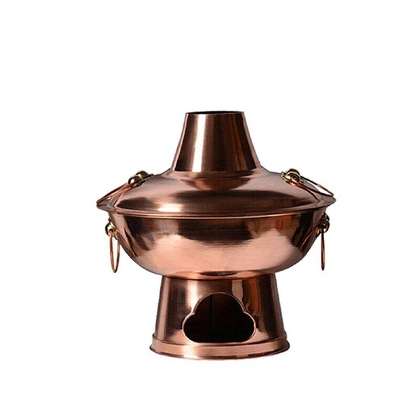 Stainless Steel Charcoal Chinese Copper Hot Pot Old Beijing Cookware Camping 36cm
