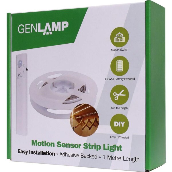GENLAMP X3229 Battery Powered LED Motion Sensor Adhesive Strip Light 6V DC