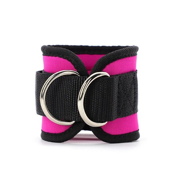 Weight Lifting Ankle D-Ring Strap Pulley Cable Kickbacks Attachment Gym Leg - 2pcs Pink