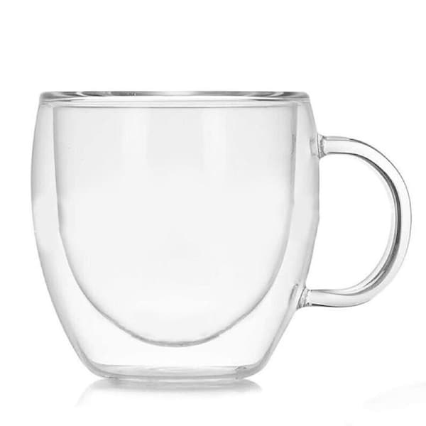 Double Wall Glass Tea Coffee Cup Thick Heat Resistant Clear Glass Mug 150ml