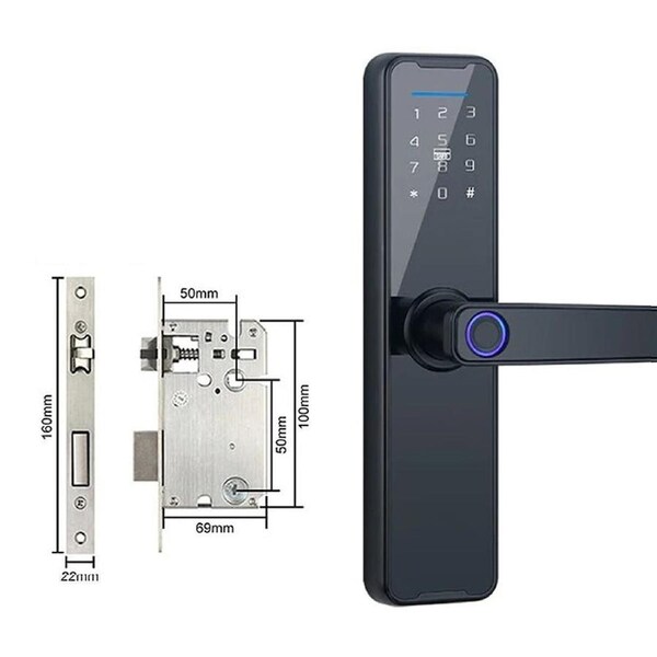 Digital Smart Door Lock Fingerprint WIFI Password Key Security Lock Black WIFI