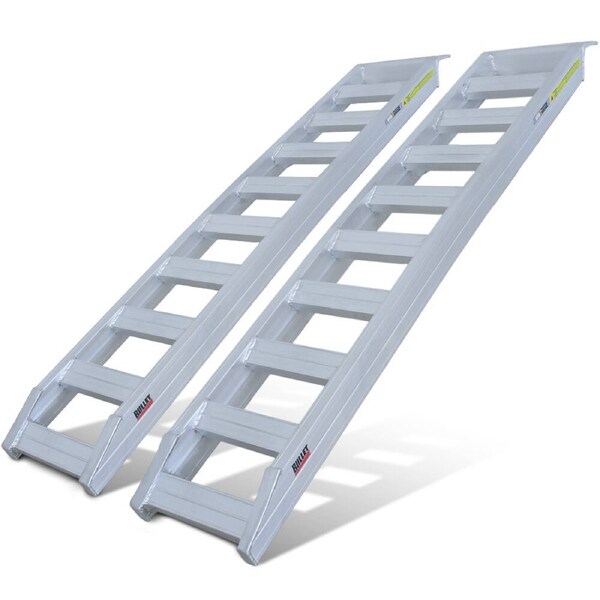 Bullet Pro Pair of 2.3m Aluminium Loading Ramps 4000kg Total Capacity, Heavy-Duty, Safety Pins, for Car, 4x4, Ride on Mower, ATV, Mini Excavator