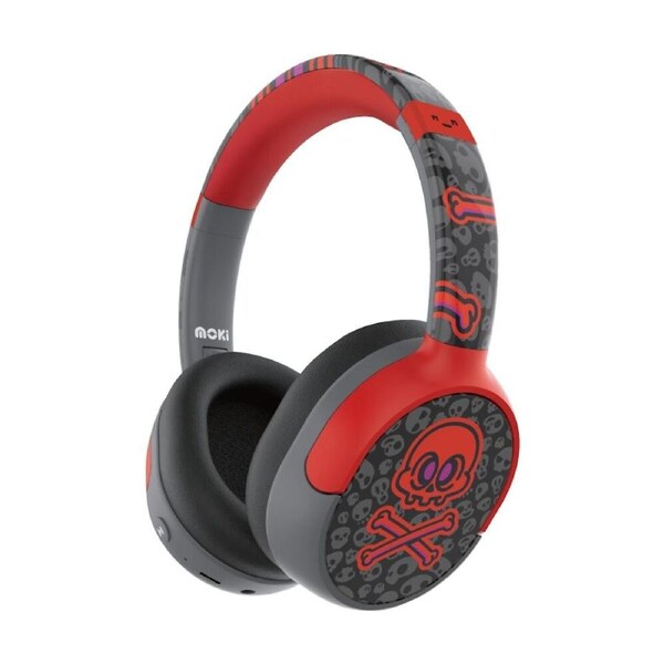Moki Super Pop Wireless Bluetooth Over Ear Kids Headphones Vibrant Skulls