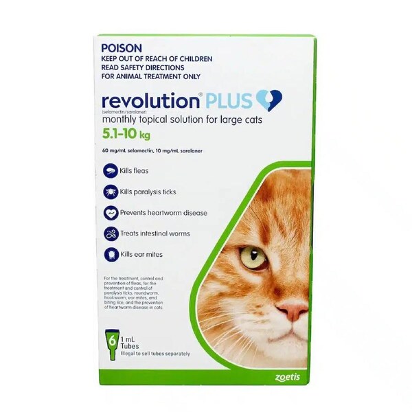 Revolution Plus Green For Large Cats (5-10kg) - 6 Pack