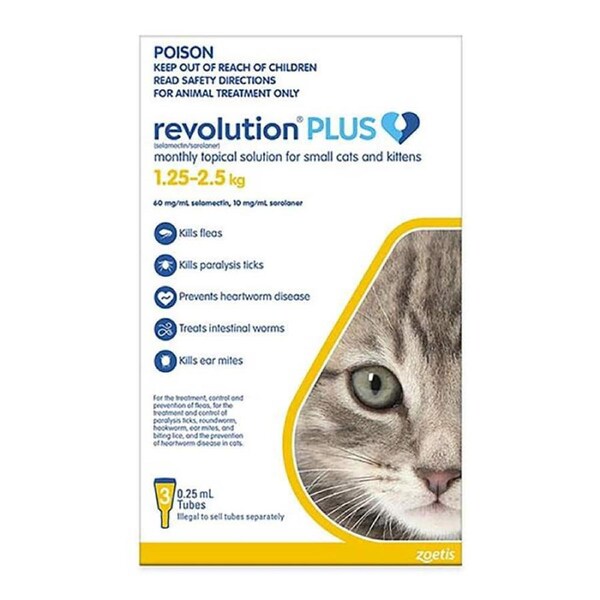 Revolution Plus Yellow For Small Cats and Kittens (1.25-2.5kg) - 3 Pack