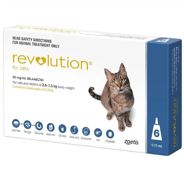 Revolution Blue For Cats (2.6-7.5kg) - 3 Pack & 6 Pack - 6 Pack