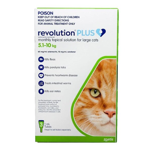 Revolution Plus Green For Large Cats (5-10kg) - 3 Pack
