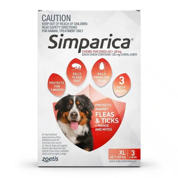 Simparica Red For Extra Large Dogs (40.1-60kg) - 3 Pack