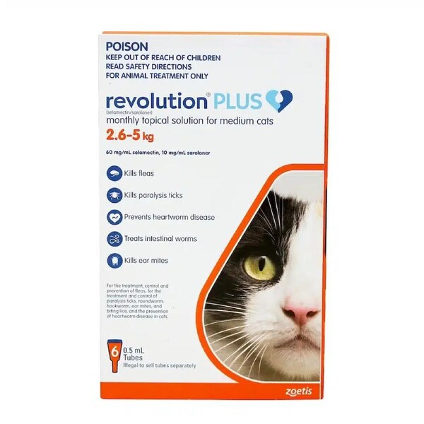 Revolution Plus Orange For Medium Cats (2.6-5kg) - 6 Pack