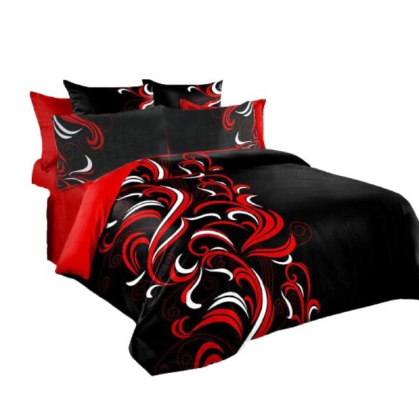 Red Black Various Size Bed Quilt Cover Set Double