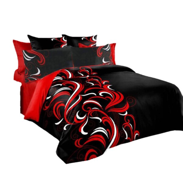 Red Black Various Size Bed Quilt Cover Set King Single