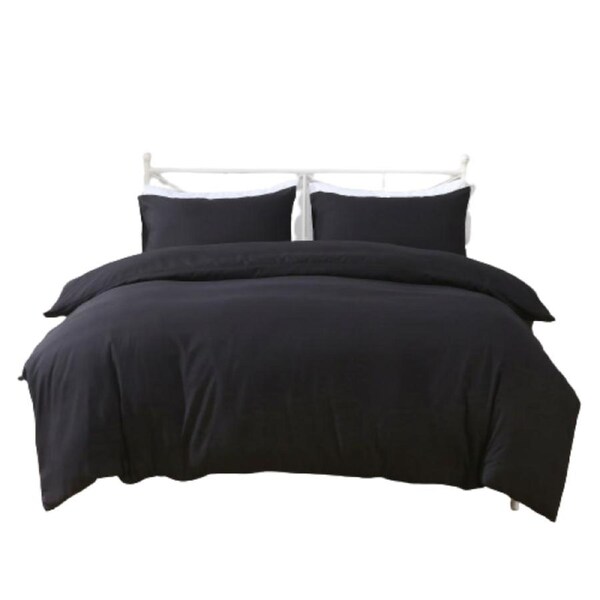Black Reversible 2000TC Soft Quilt Cover Set Various Size Double