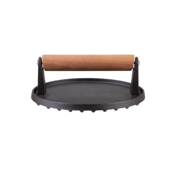 Urban Grill Heavy Duty Cast Iron Press Utensil w/ Wooden Handle 17.5cm