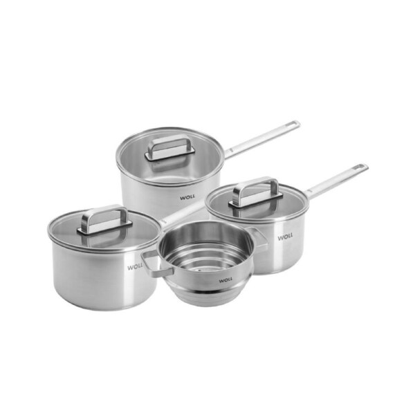 Woll Stainless Steel Saucepan Set w/ 16/18/20/24cm Pans & Lids Pack of 4