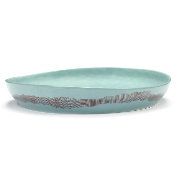 Serax Feast Ottolenghi Salad Bowl Azure w/ Red Stripes 36x6cm