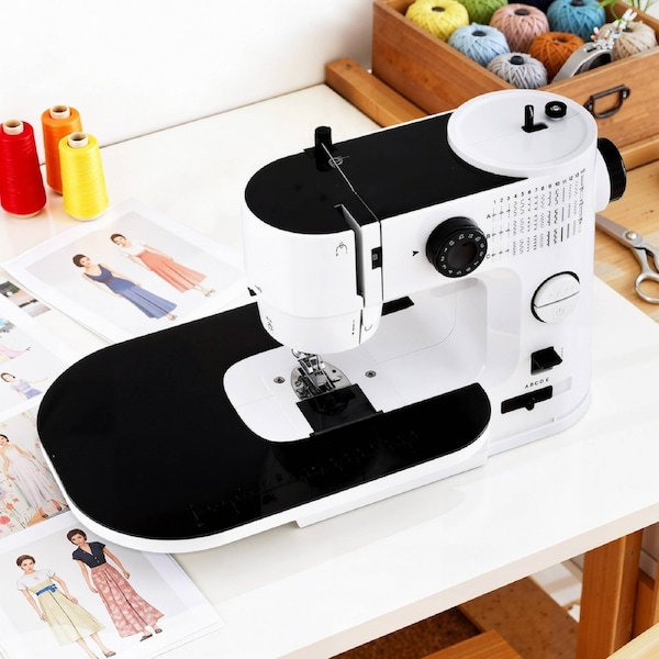 Devanti 39 Stitches Mini Sewing Machine Portable Sewing Machine Kit w/ Extension Table LED Lights