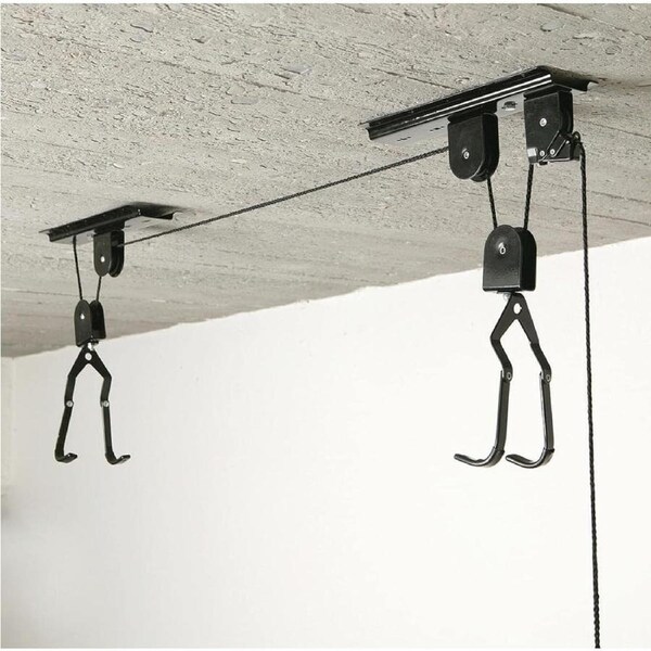 Heavy Duty Bike Hoist Pulley Lift – Garage Ceiling Bicycle Storage Rack w/ Lock