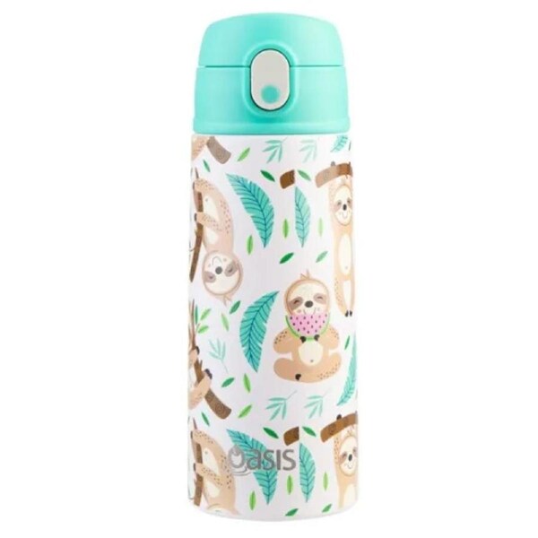 Oasis Double Wall Insulated Sipper Straw Kid's Drink Bottle - 550ml Sleepy Sloths