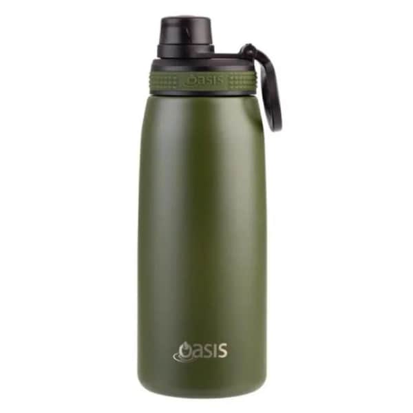 Oasis Sports Double Wall Insulated Screw Cap Water Bottle - 780ml Forest Green