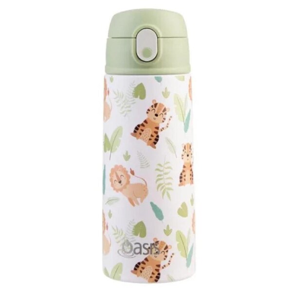 Oasis Double Wall Insulated Sipper Straw Kid's Drink Bottle - 550ml Jungle Buddies