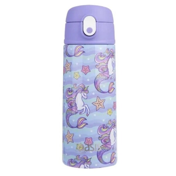 Oasis Double Wall Insulated Sipper Straw Kid's Drink Bottle - 550ml Mermaid Unicorns