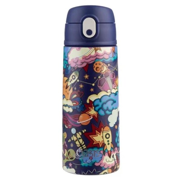 Oasis Double Wall Insulated Sipper Straw Kid's Drink Bottle - 550ml Alien Adventures