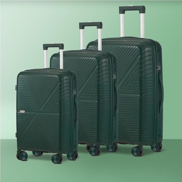 Mazam 3PCS Luggage Suitcase Trolley Set Travel PP Case TSA Lock Storage 3PCS 20"+24"+28" / Green