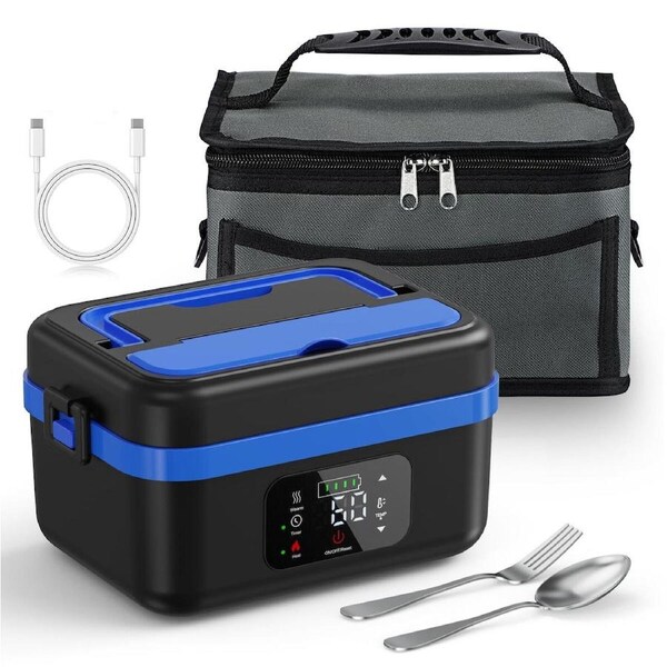 Heated Lunch Box Cordless Rechargeable Food Warmer 16000mAh Battery 1L Smart Reservation Keep Warm Portable Meal Prep Container