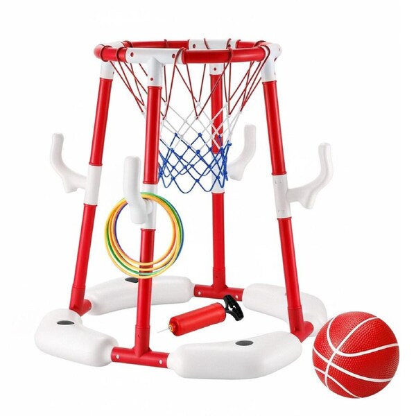 Pool Basketball Hoop Toys Rings 2 in 1 Floating Childrens Summer Outdoor Swimming Pools Games Water Sensory Playground Family Party Sports Ball Pump