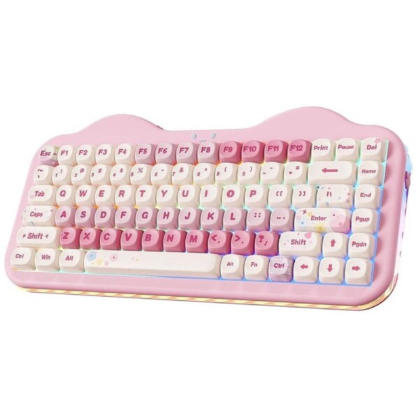 YUNZII C75 Cake Meow Hot-Swappable Wireless Keyboard (Pink) (Candy Linear