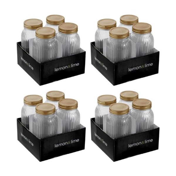 4x 4pc Lemon and Lime Roma Ribbed Conserve Jar 800ml Food Safe Kitchenware