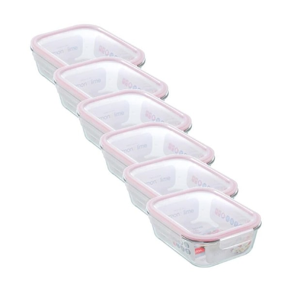 6PK Lemon and Lime Yorkshire Glass Rectangle Clip Seal Container 2.3L Food Safe