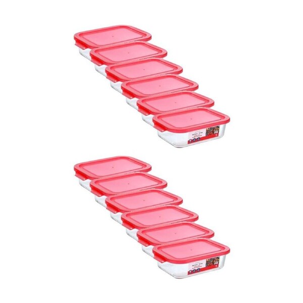 12PK Lemon and Lime Yorkshire Glass Rectangle Quick Seal Container 1L Food Safe