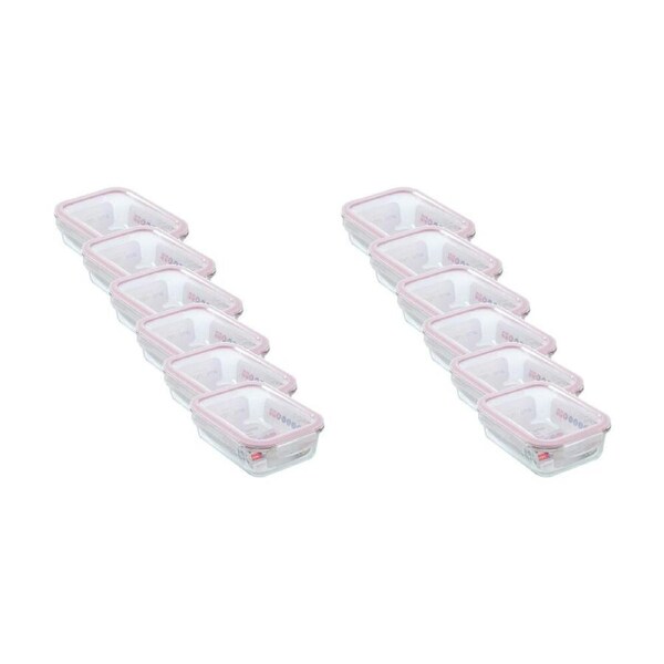 12PK Lemon and Lime Yorkshire Glass Rectangle Clip Seal Container 1.5L Food Safe