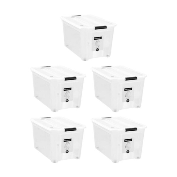 5PK Boxsweden Stow Storage Container 52L w/ Wheels 57x38.5x32.5cm Organisation