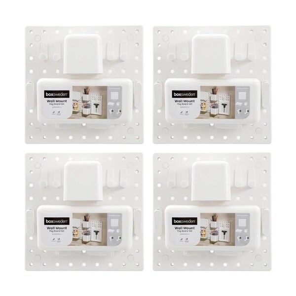 4x 11pc Boxsweden Home Wall Mount Pegboard Set Home/Office Organisation