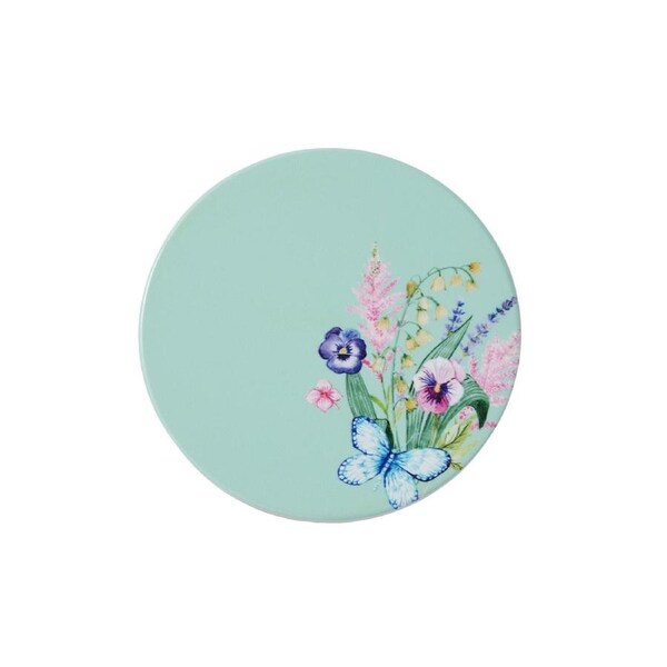 Maxwell & Williams Botanica Floral Ceramic Round Coaster Aqua 10cm