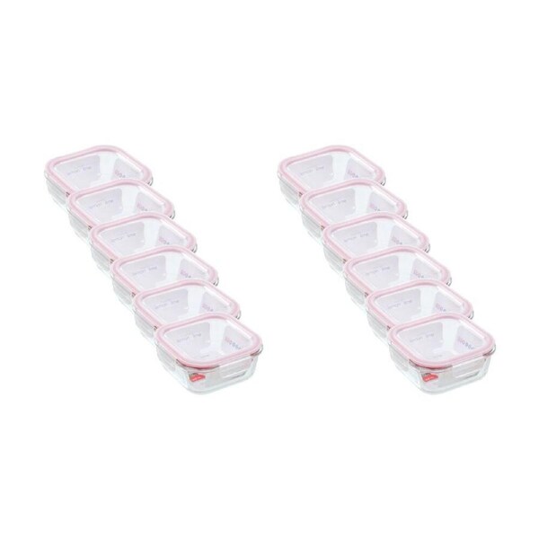 12PK Lemon and Lime Yorkshire Glass Square Clip Seal Container 800ml Food Safe