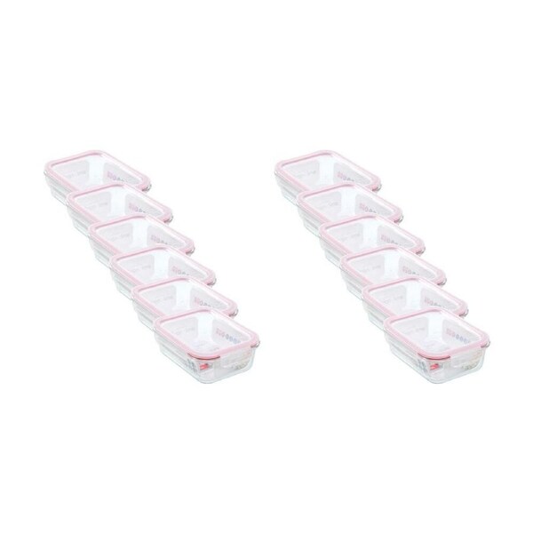 12PK Lemon and Lime Yorkshire Glass Rectangle Clip Seal Container 1L Food Safe