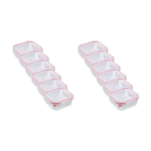 12PK Lemon and Lime Yorkshire Glass Square Clip Seal Container 1.2L Food Safe