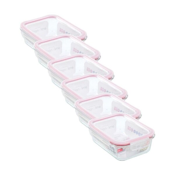 6PK Lemon and Lime Yorkshire Glass Rectangle Clip Seal Container 1L Food Safe