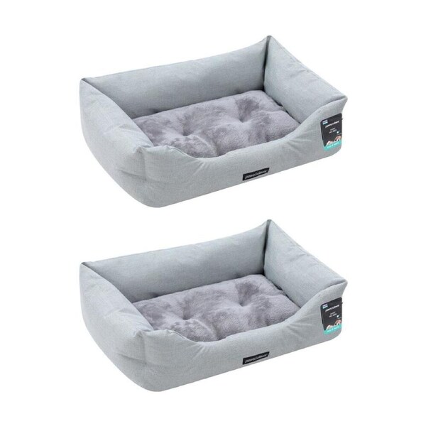 2PK Paws and Claws Walled Pet Bed Medium 70x50x21cm Light Grey High Walls