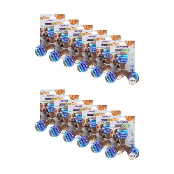 12PK Paws and Claws Boobone TPR Giggle Tri Toy Chicken & Peanut Butter Assorted